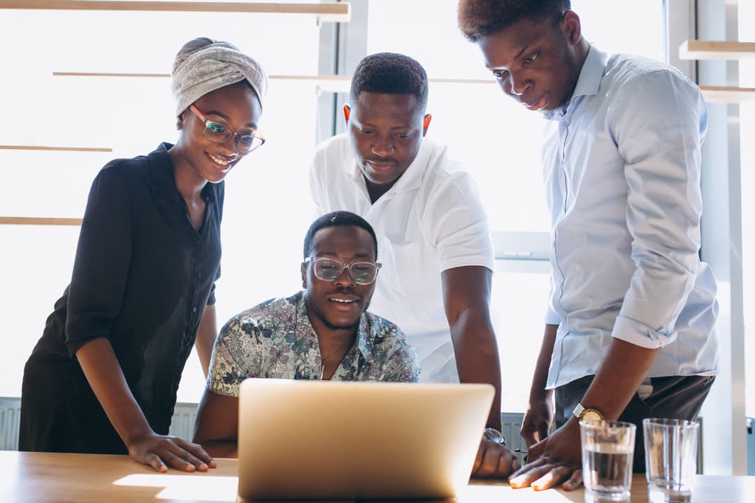 African entrepreneurs collaborating on innovative ideas